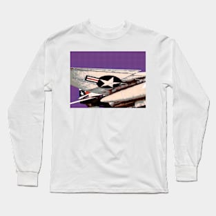 Pop Art Style Sixties Era Fighter Jet Long Sleeve T-Shirt